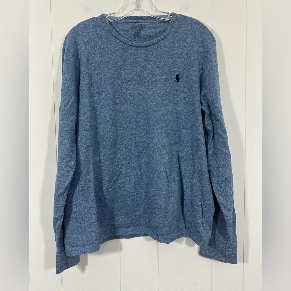 Polo Ralph Lauren Men’s Sz L T-Shirt  Long Sleeve Blue Heather Custom Fit